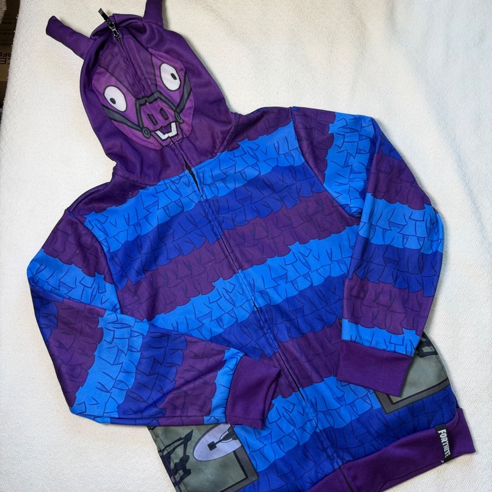 Fortnite Loot Llama Full Zip Hoodie Mens Large Purple Blue Costume Sweatshirt